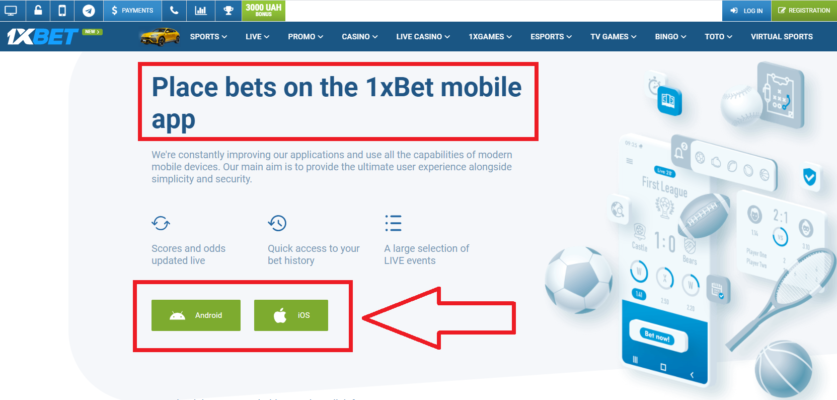 Fast 1xbet mobile registration